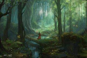 fantasy Art, Forest, Trees, Wizard, Stairs