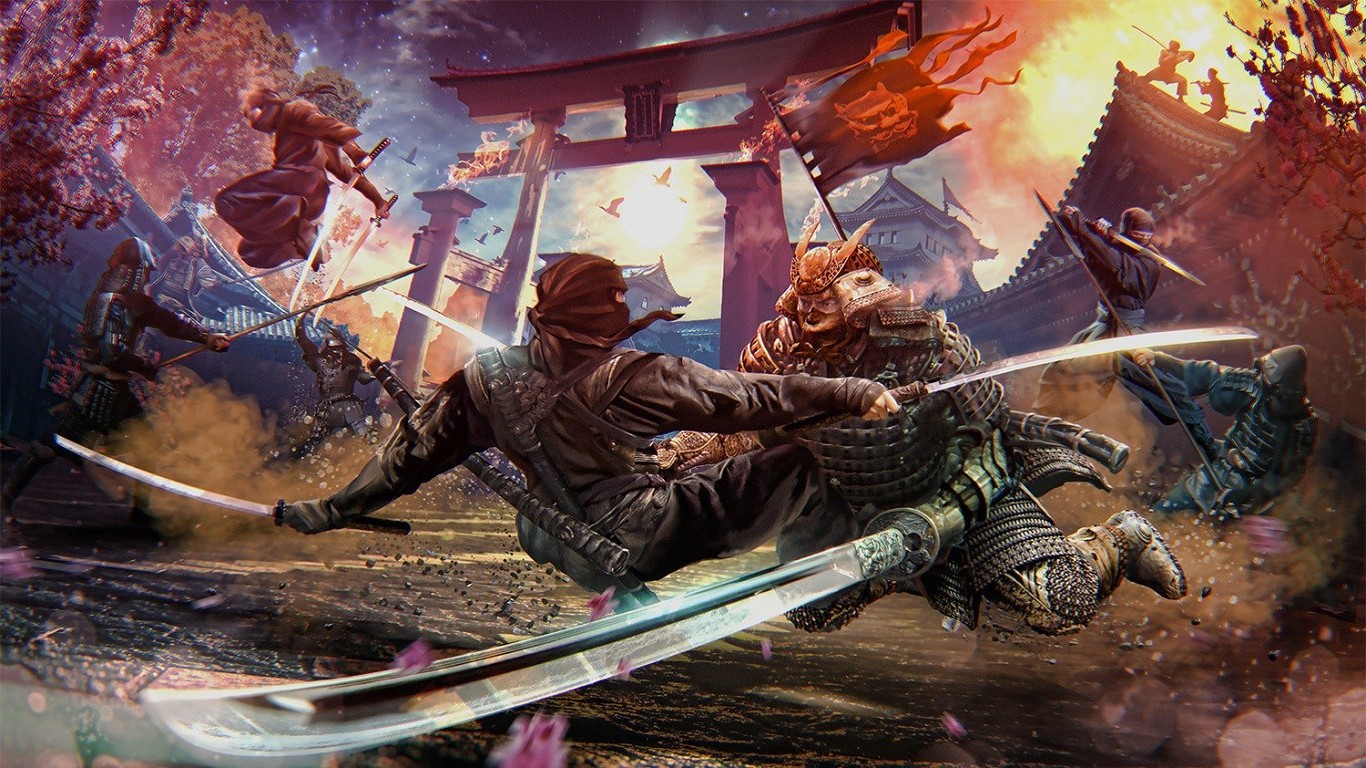 digital Art, Fantasy Art, Artwork, Samurai, Ninjas, Battle, Warrior, Flag, Sword Wallpaper