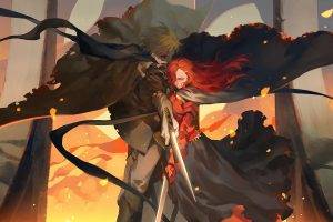 sword, Redhead, Mask, Fantasy Art