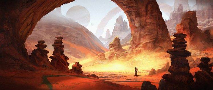 artwork, Fantasy Art, Digital Art, Desert, Planet HD Wallpaper Desktop Background