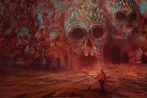 skull, Cave, Fantasy Art, Artwork, Surreal, Red