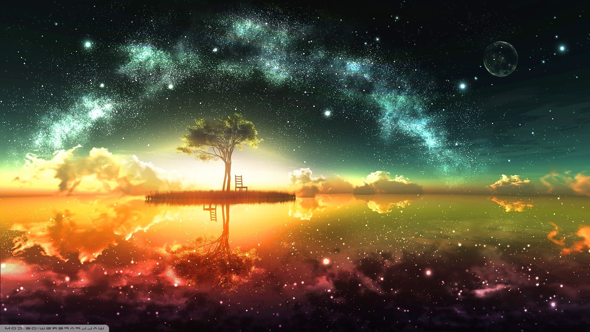 lake, Fantasy Art, Sky, Colorful Wallpaper