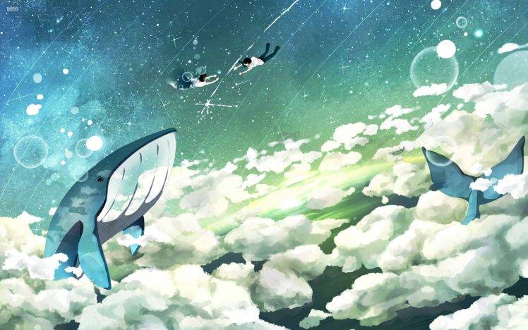 fantasy Art, Sky, Whale, Flying HD Wallpaper Desktop Background