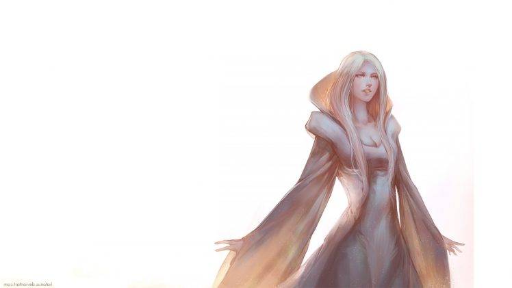 fantasy Art, Women, White Dress, White Hair HD Wallpaper Desktop Background