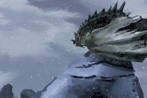 fantasy Art, Artwork, Dragon, Snow, Winter, The Elder Scrolls, The Elder Scrolls V: Skyrim