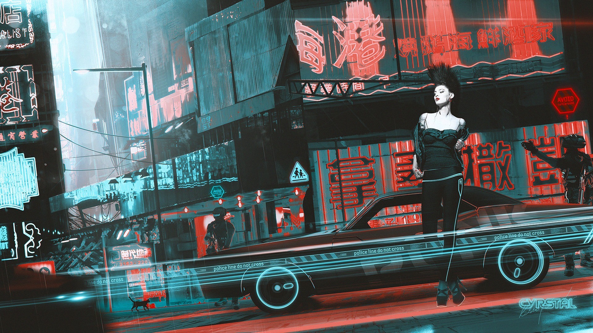artwork, Fantasy Art, Cyberpunk, Women, China Town, Kuldar Leement Wallpaper