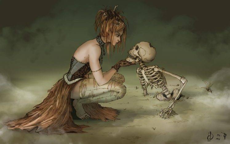 fantasy Art, Artwork, Witch, Death, Skeleton HD Wallpaper Desktop Background