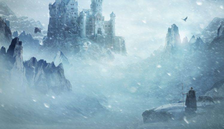 fantasy Art, Winter, Castle HD Wallpaper Desktop Background