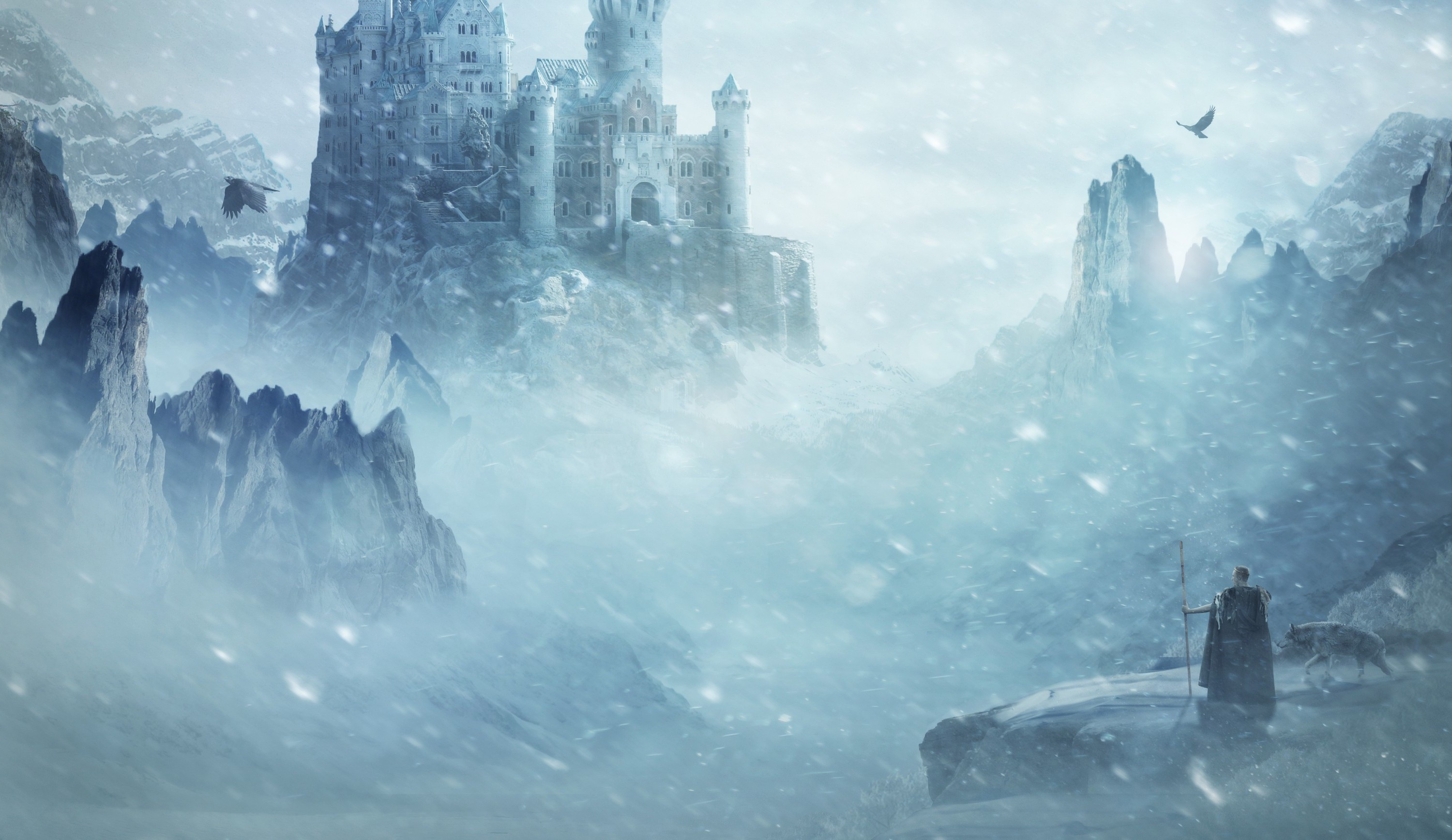fantasy Art, Winter, Castle Wallpaper