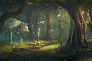 fantasy Art, Wolf, Forest