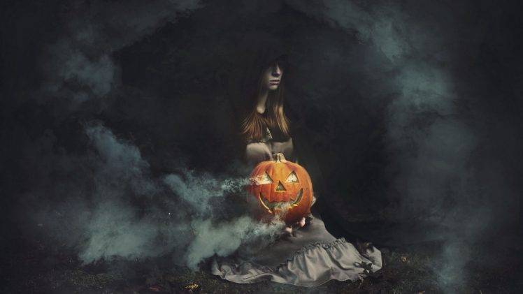 artwork, Fantasy Art, Halloween, Pumpkin, Women HD Wallpaper Desktop Background