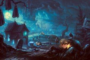 artwork, Fantasy Art, Halloween, Pumpkin, Forest