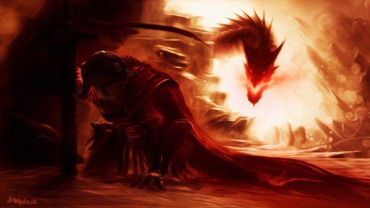 artwork, Fantasy Art, The Elder Scrolls V: Skyrim, Dragon HD Wallpaper Desktop Background