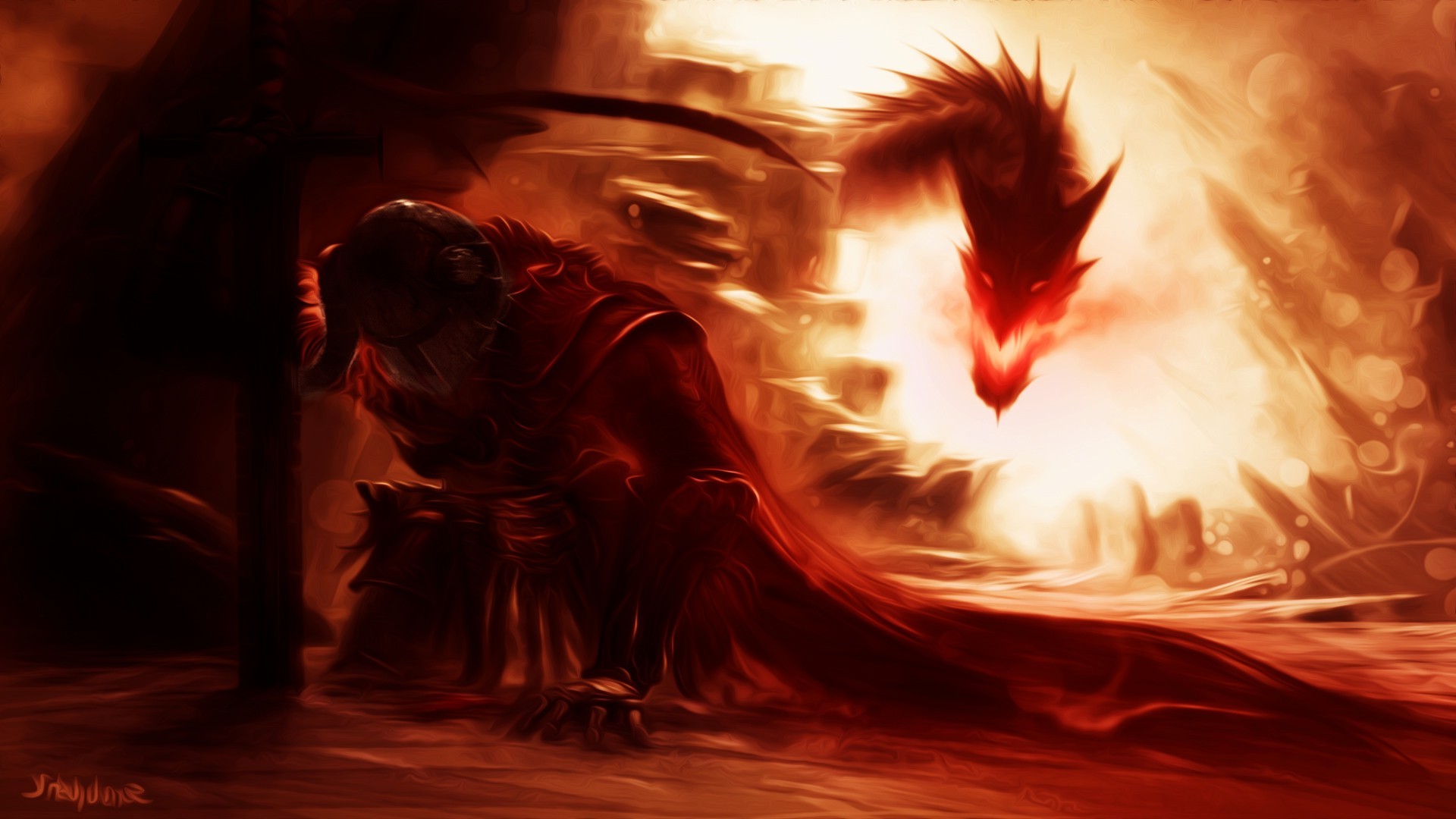 artwork, Fantasy Art, The Elder Scrolls V: Skyrim, Dragon Wallpaper