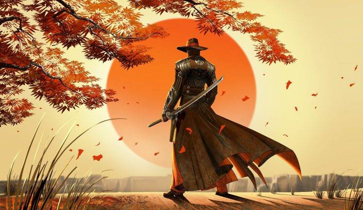 artwork, Fantasy Art, Cowboys, Samurai, Japan HD Wallpaper Desktop Background