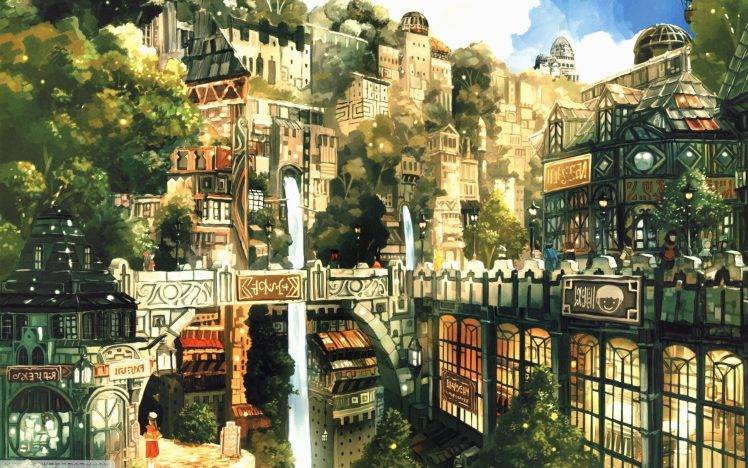 fantasy Art, City, Mountain HD Wallpaper Desktop Background