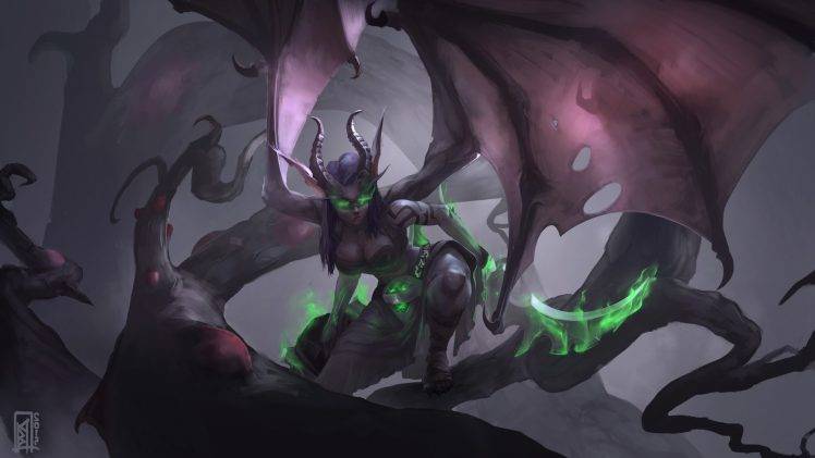 fantasy Art, Demoness, Demon Hunter, World Of Warcraft HD Wallpaper Desktop Background