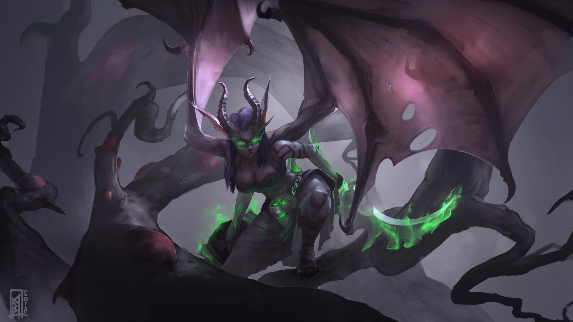 fantasy Art, Demoness, Demon Hunter, World Of Warcraft Wallpaper