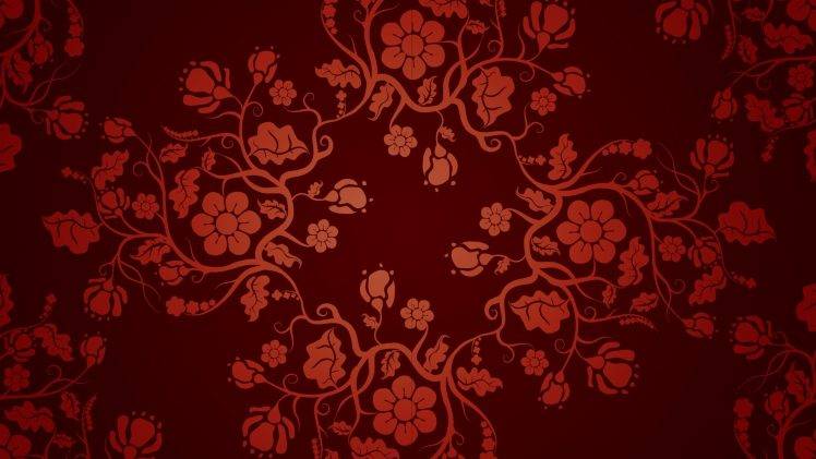 fantasy Art, Pattern, Floral, Red HD Wallpaper Desktop Background