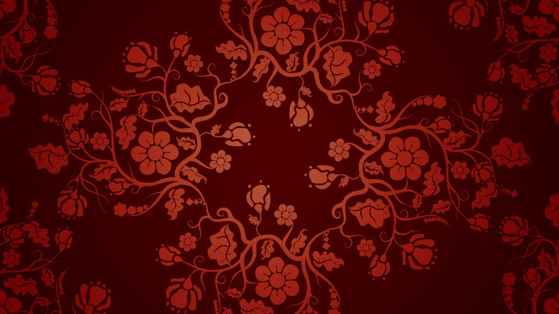 fantasy Art, Pattern, Floral, Red Wallpaper