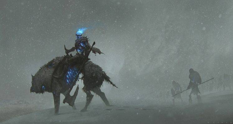 artwork, Fantasy Art, Undead, Knight, Knights, Snow HD Wallpaper Desktop Background