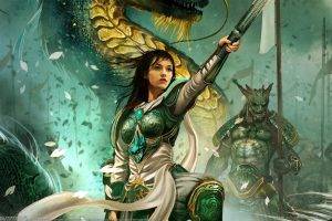 Heroes Of Might And Magic VI, Artwork, Fantasy Art, Women, Armor, Sword, Warrior, Knight, Knights, Dragon, Heroes Of Might And Magic, Might And Magic