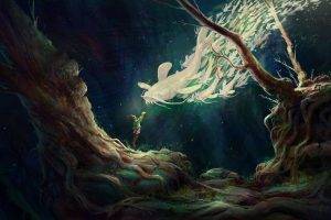 artwork, Fantasy Art, Fish, Underwater, Spirit, Spirits, Children, Trees