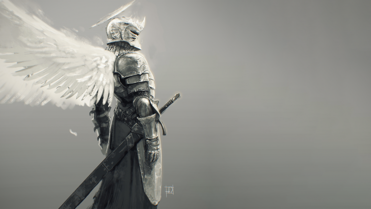 fantasy Armor, Fantasy Art, Sword, Knight, Angel Wings HD Wallpaper Desktop Background