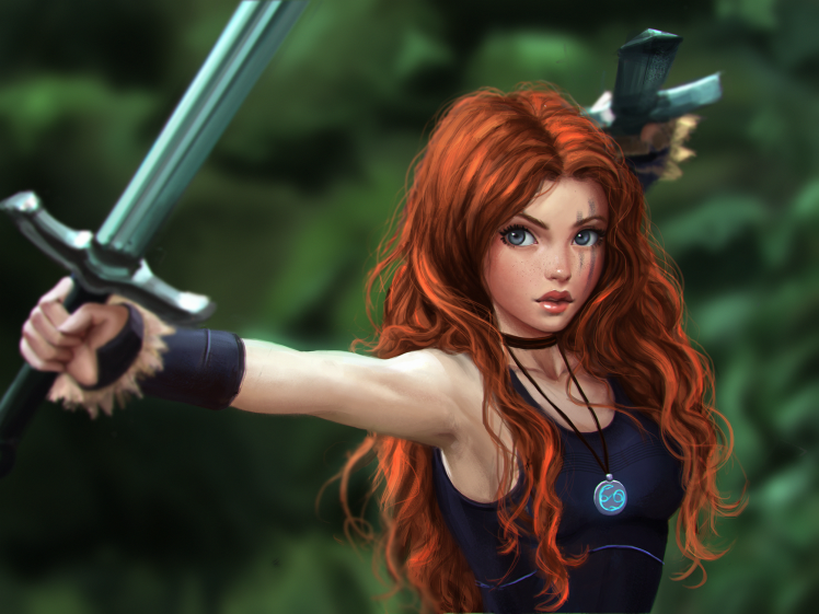 fantasy Art, Celtic, Warrior, Redhead, Sword, Original Characters HD Wallpaper Desktop Background