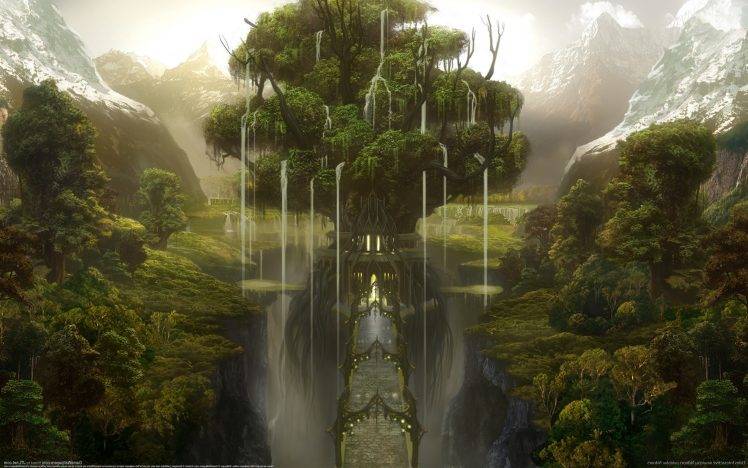 trees, Fantasy Art HD Wallpaper Desktop Background