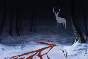 fantasy Art, Deer, Blood, Forest, Dark, Snow