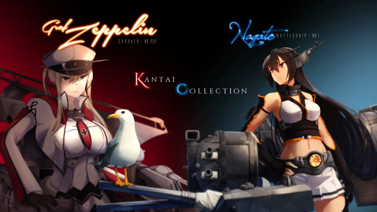 Kantai Collection, Nagato (KanColle), Graf Zeppelin (KanColle), Anime, World War II HD Wallpaper Desktop Background