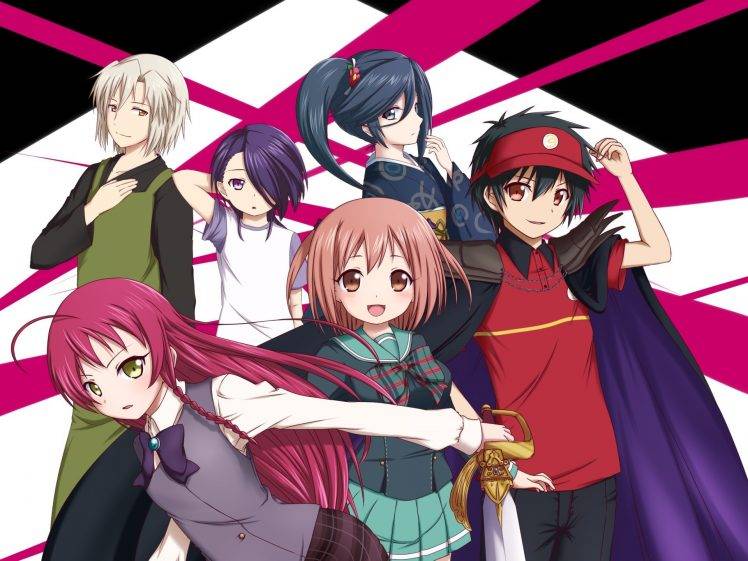 anime, Anime Girls, Hataraku Maou sama!, Ashiya Shirou, Kamazuki Suzuno, Maou Sadao, Sasaki Chiho, Urushihara Hanzou, Yusa Emi HD Wallpaper Desktop Background