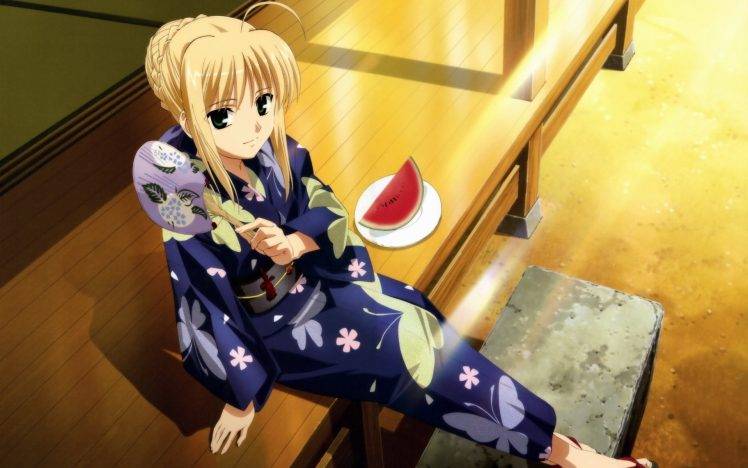 Fate Series, Saber, Kimono HD Wallpaper Desktop Background
