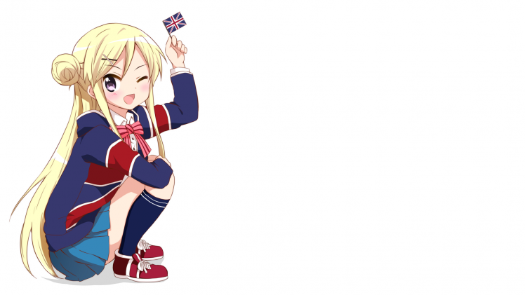 Kin Iro Mosaic, Kujou Karen, Anime Girls, Union Jack HD Wallpaper Desktop Background
