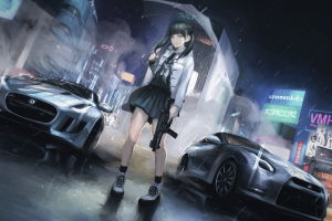 anime Girls, Women With Guns, Original Characters, Umbrella