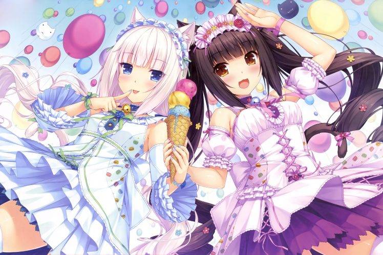 anime Girls, Anime, Ice Cream, Neko Para, Chocolat (Neko Para), Vanilla (Neko Para), Visual Novel HD Wallpaper Desktop Background