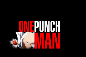 One Punch Man, Typography, Black Background, Anime, Saitama
