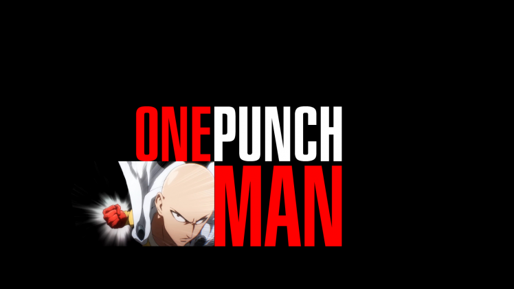 One Punch Man, Typography, Black Background, Anime, Saitama HD Wallpaper Desktop Background