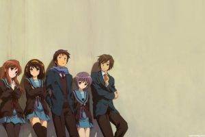 The Melancholy Of Haruhi Suzumiya, Nagato Yuki, Kyon, Asahina Mikuru, Koizumi Itsuki, Suzumiya Haruhi, Anime, Anime Girls, Anime Boys, School Uniform