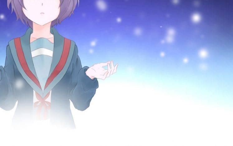 The Melancholy Of Haruhi Suzumiya, Nagato Yuki, Anime, Anime Girls, Short Hair, School Uniform HD Wallpaper Desktop Background