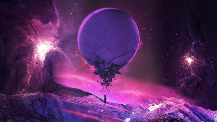 purple, Pink, Universe, Stars, Planet, Fantasy Art, Space HD Wallpaper Desktop Background