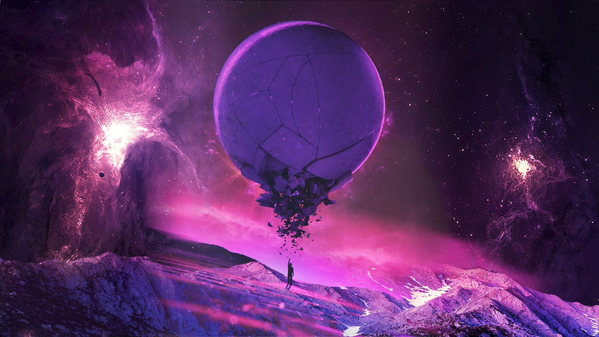purple, Pink, Universe, Stars, Planet, Fantasy Art, Space Wallpaper