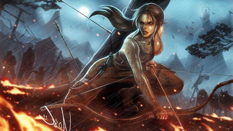 women, Fantasy Art, Lara Croft, Tomb Raider, Artwork, Dirty, Fighting HD Wallpaper Desktop Background