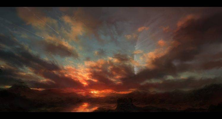 digital Art, Planet, Sunset, Fantasy Art HD Wallpaper Desktop Background