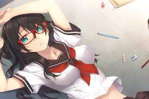 anime, Anime Girls, Glasses, School Uniform, Original Characters, Meganekko