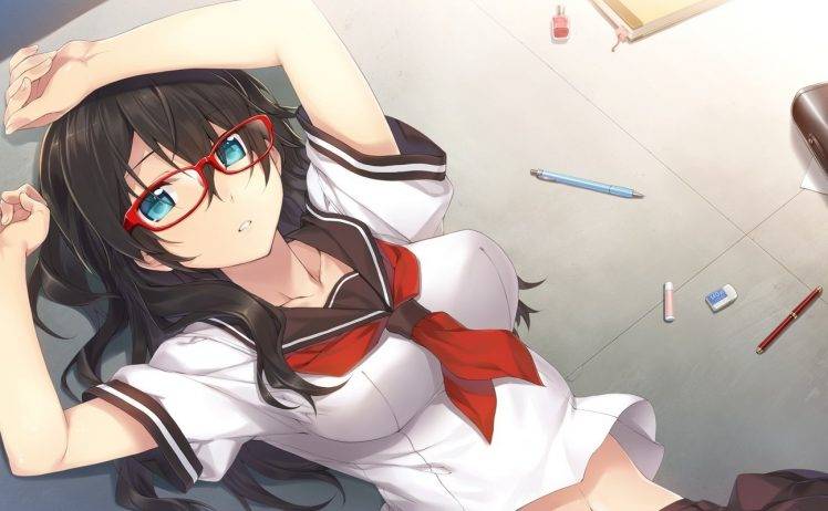 anime, Anime Girls, Glasses, School Uniform, Original Characters, Meganekko HD Wallpaper Desktop Background