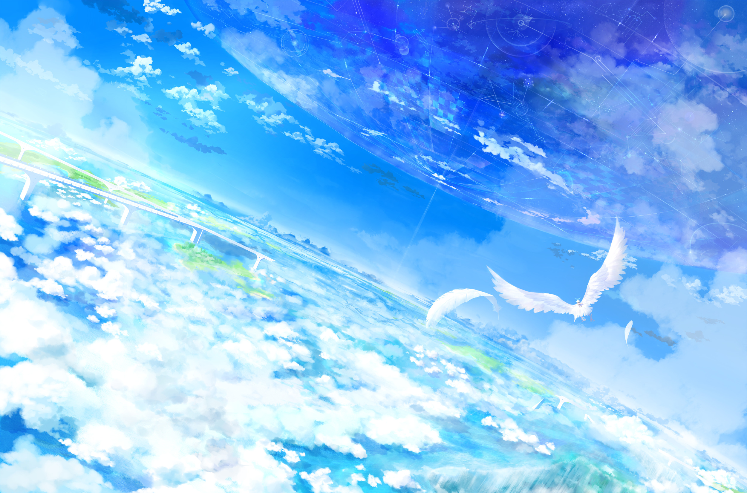 blue, Clouds, Sky, Birds Wallpaper