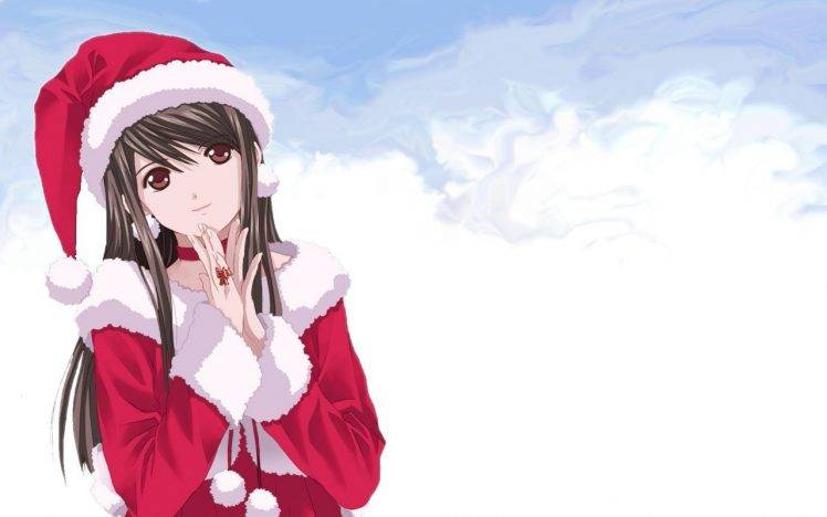 Christmas, Anime Girls, Sky, Santa Claus, Tokimeki Memorial Only Love, Amamiya Sayuri HD Wallpaper Desktop Background
