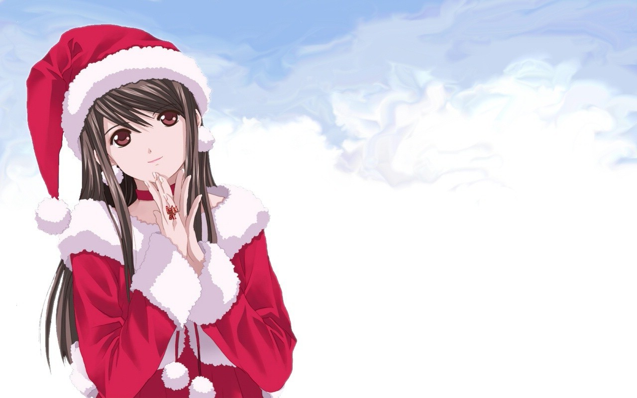 Christmas, Anime Girls, Sky, Santa Claus, Tokimeki Memorial Only Love, Amamiya Sayuri Wallpaper
